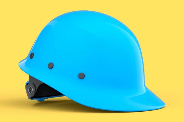Синий Защитный Шлем Жесткая Колпачок Желтом Фоне Рендеринг Иллюстрация Головных — стоковое фото