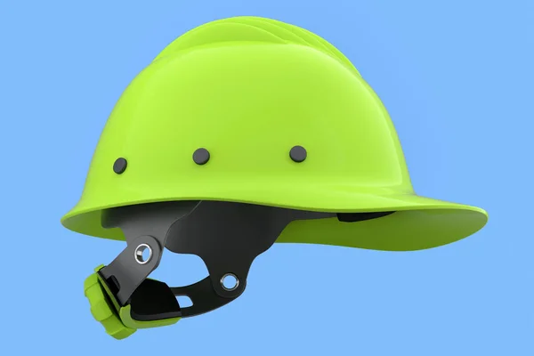 Зеленый Защитный Шлем Жесткая Шапка Синем Фоне Рендеринг Иллюстрация Головных — стоковое фото