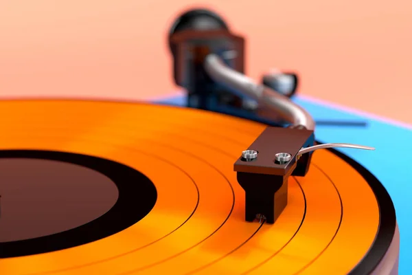 레코드 플레이어 Vinyl Record Player 턴테이블 Turntable 세트에 배경에 디스크가 — 스톡 사진