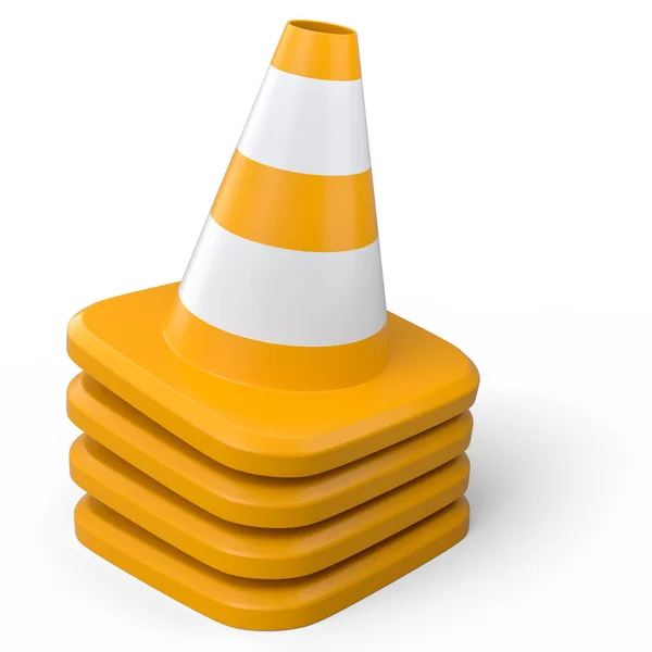 Set Traffic Cones Construction Road Work White Background Render Concept — Stock Photo, Image
