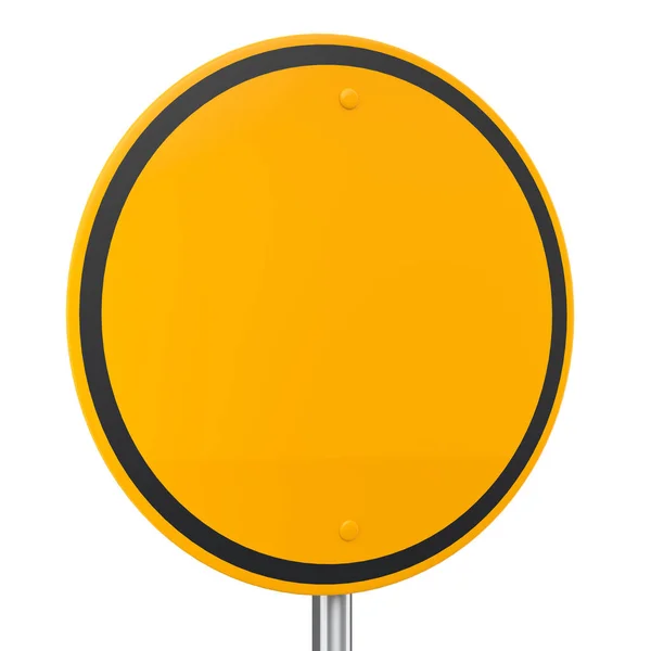 白い背景に隔離されたポール上の道路標識 道路交通標識テンプレートの3Dレンダリングモックアップ — ストック写真