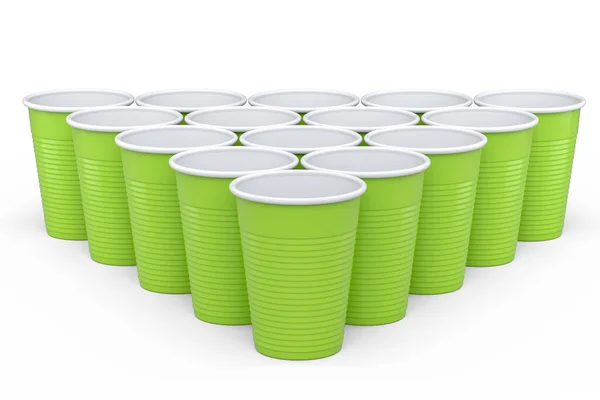 Set Plastic Disposable Party Cup Isolated White Background Render Take — 图库照片