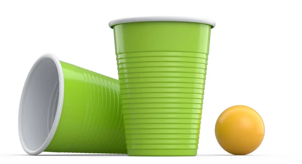 Set Plastic Disposable Party Cup Isolated White Background Render Take — Stockfoto