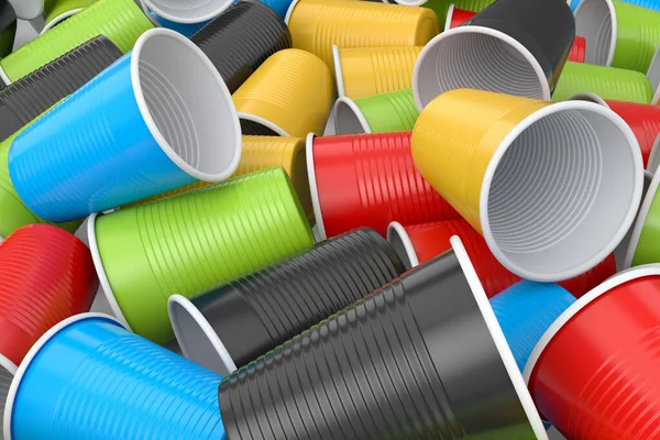 Heap Plastic Disposable Party Cup Isolated White Background Render Take — Stockfoto
