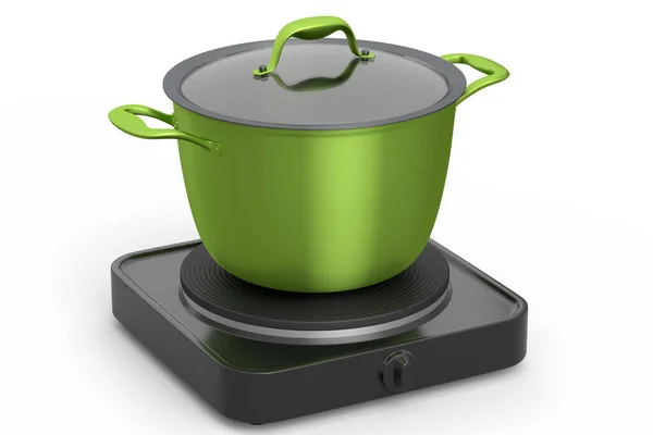 Stainless Steel Stewpot Chrome Plated Aluminum Cookware Portable Camping Electric — ストック写真