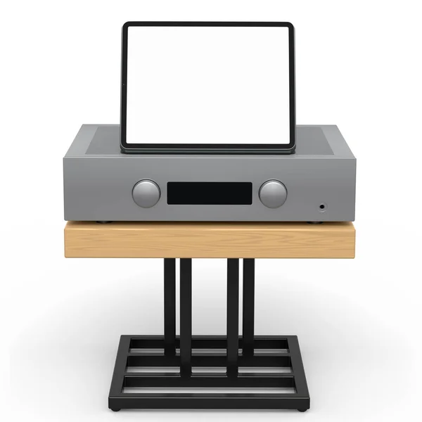 Sistema Hifi Com Tablet Amplificador Stand Para Home Theater Sobre — Fotografia de Stock