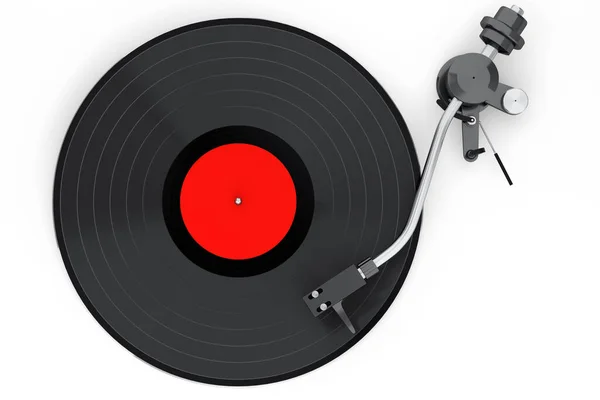 Vinyl Record Player Turntable Retro Vinyl Disk White Background Render — Stok fotoğraf