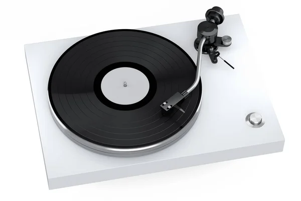 Vinyl Record Player Turntable Retro Vinyl Disk White Background Render — Stock Photo, Image