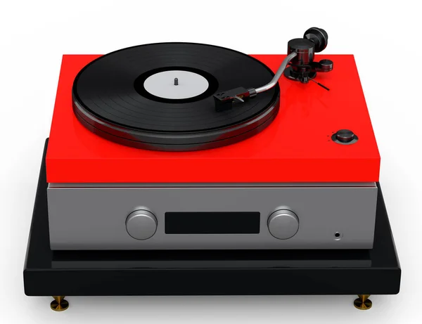 Vinyl Record Player Turntable Retro Vinyl Disk White Background Render — Stock fotografie