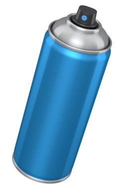 Beyaz arka planda izole edilmiş sprey boya kutusu. 3D render sprey boya şişesi ve şeker kutusu.