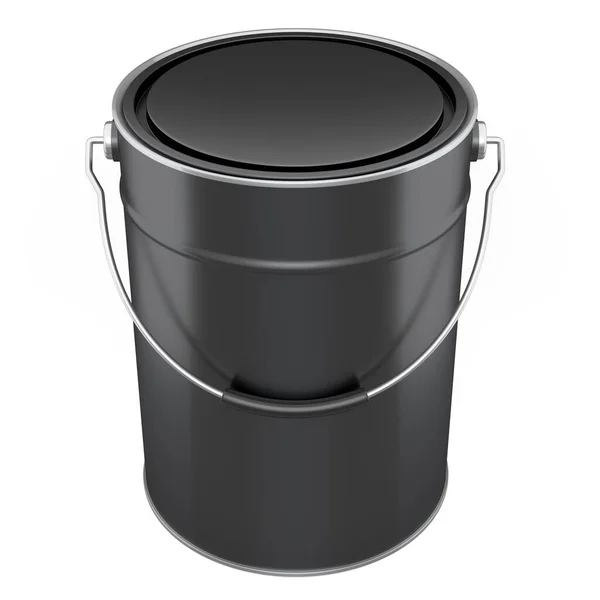 Closed Metal Can Buckets Paint Handle White Background Render Renovation — Fotografia de Stock
