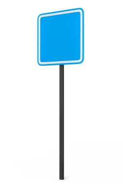 Beyaz arka planda izole edilmiş direkteki yol işaretleri. Sokak trafik işaretinin 3d modelleme şablonu