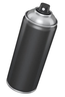 Beyaz arka planda izole edilmiş sprey boya kutusu. 3D render sprey boya şişesi ve şeker kutusu.