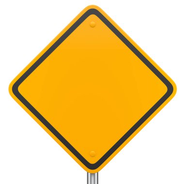 Beyaz arka planda izole edilmiş direkteki yol işaretleri. Sokak trafik işaretinin 3d modelleme şablonu