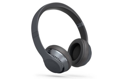 Beyaz arka planda izole edilmiş profesyonel oyun kulaklıkları. Üç boyutlu kulaklık ve müzik ekipmanı tasarımı