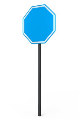 Beyaz arka planda izole edilmiş direkteki yol işaretleri. Sokak trafik işaretinin 3d modelleme şablonu