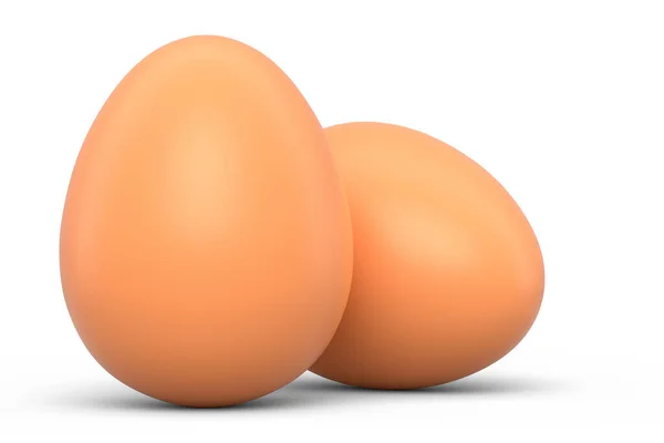 Granja Huevos Marrones Orgánicos Crudos Aislados Sobre Fondo Blanco Render —  Fotos de Stock
