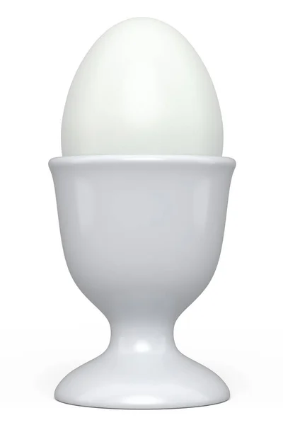 Φάρμα Βραστά Βιολογικά Λευκά Αυγά Επικάλυψη Ζάχαρης Κεραμικό Κύπελλο Αυγών — Φωτογραφία Αρχείου