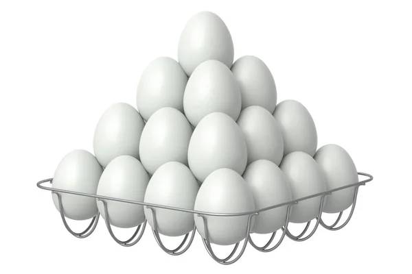 Çiftlik Çiğ Organik Şeker Kaplı Metal Tepside Yumurta Beyaz Arka — Stok fotoğraf