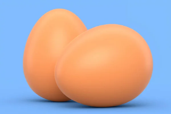 Ακατέργαστα Βιολογικά Καφέ Αυγά Που Απομονώνονται Μπλε Φόντο Καθιστούν Φρέσκα — Φωτογραφία Αρχείου