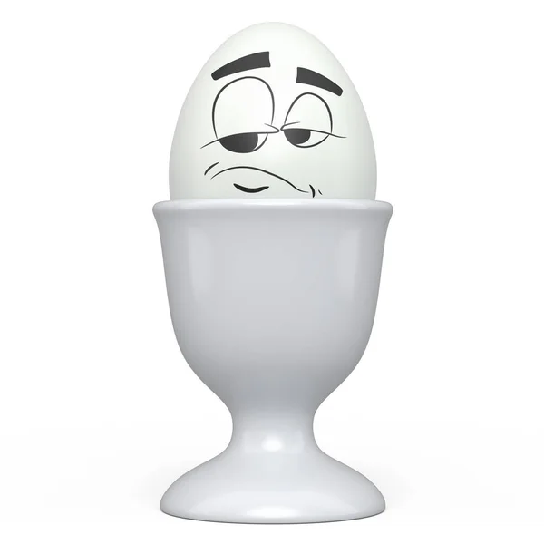Αγρόκτημα Λευκό Βαμμένο Αυγό Εκφράσεις Και Αστείο Πρόσωπο Κεραμικό Κύπελλο — Φωτογραφία Αρχείου