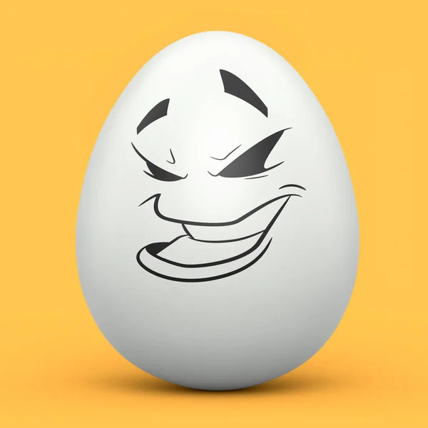 Farm Biały Malowane Jajko Wyrażeniami Śmieszną Twarz Izolowane Żółtym Tle — Zdjęcie stockowe