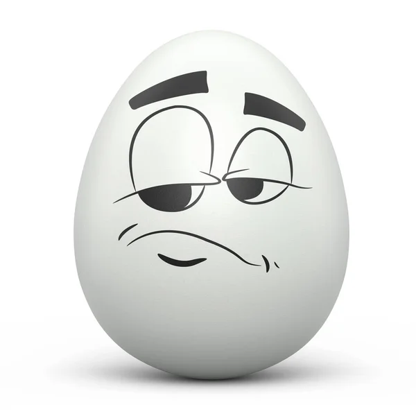 农场白色彩绘蛋 有表情和滑稽的脸 背景是白色的 三维渲染复活节彩蛋模板设计 用于情感贺卡和邀请卡 — 图库照片