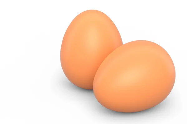 Granja Huevos Marrones Orgánicos Crudos Aislados Sobre Fondo Blanco Render —  Fotos de Stock