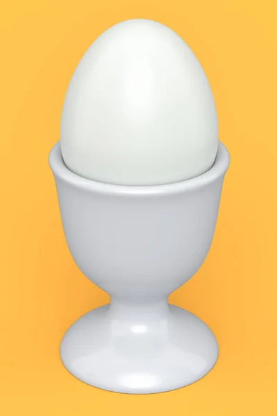 Ферма Вареные Органические Белые Яйца Сахарным Покрытием Керамической Чашке Яйцо — стоковое фото