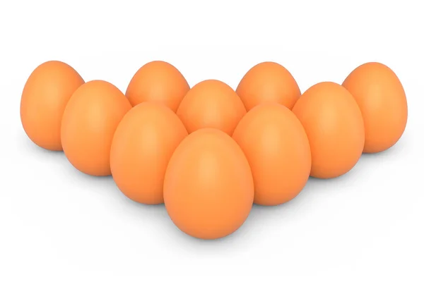 Grup Çiftliği Çiğ Organik Kahverengi Tavuk Yumurtaları Sırada Beyaz Arka — Stok fotoğraf