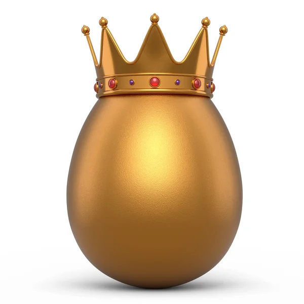 Granja Huevo Oro Orgánico Con Corona Real Oro Sobre Fondo —  Fotos de Stock