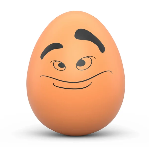 白を基調にした表情と面白い顔が特徴的な ファームブラウンの卵 感情を持つグリーティングと招待状のためのイースターエッグテンプレートデザインの3Dレンダリング — ストック写真