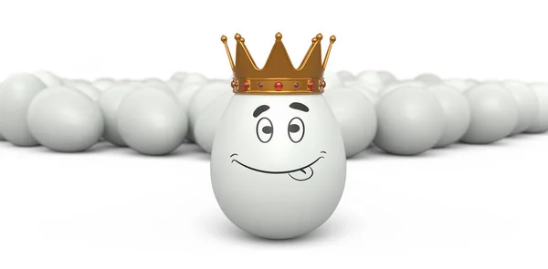 농장에는 달걀이 떼지어 과우스운 왕관을 부활절 디자인의 인사말 초대장 — 스톡 사진