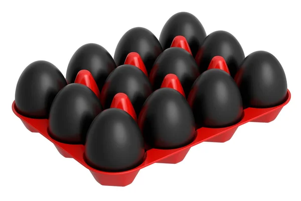 Huevos Negros Lujo Pie Bandeja Plástico Cartón Papel Aislado Sobre —  Fotos de Stock