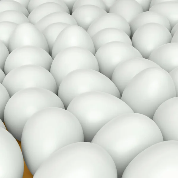 Muchos Cultivan Huevos Pollo Blanco Orgánicos Crudos Fondo Renderizado Concepto —  Fotos de Stock