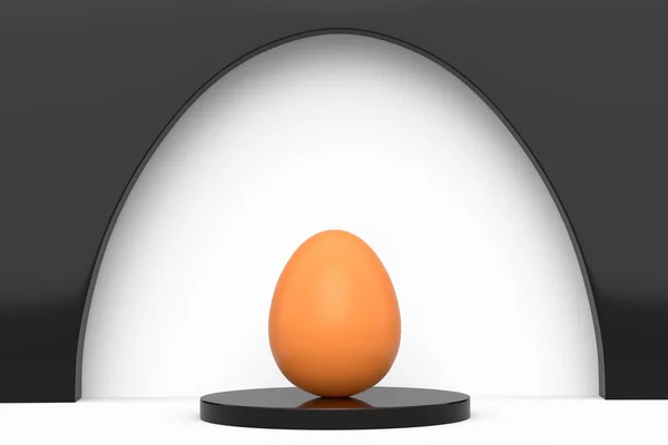 Farm Brown Chicken Eggs Standing Podium White Background Render Concept — Stock Photo, Image