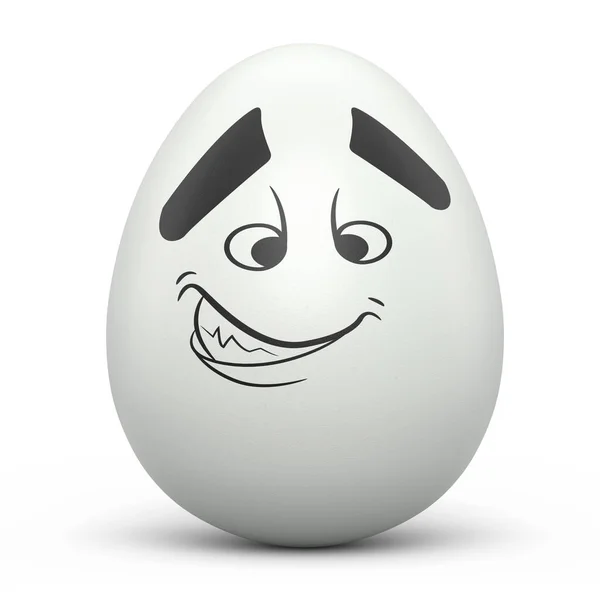 Ферма Біле Пофарбоване Яйце Виразами Смішним Обличчям Ізольовано Білому Тлі — стокове фото
