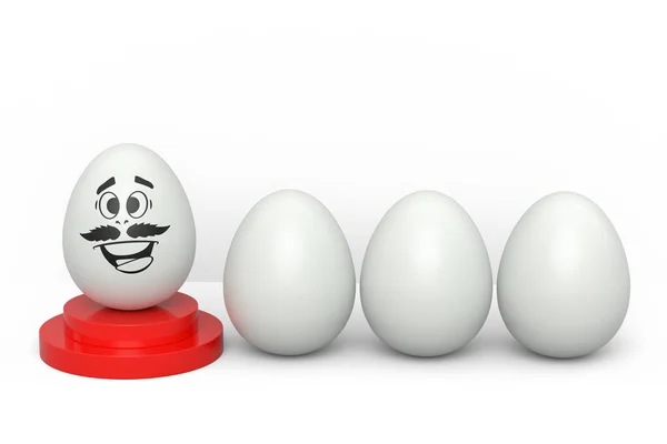 Fadeleri Komik Suratı Olan Çiftlik Tavuğu Yumurtası Beyaz Arka Planda — Stok fotoğraf