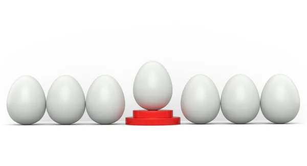 Boerderij Witte Kip Het Podium Menigte Van Eieren Rij Witte — Stockfoto