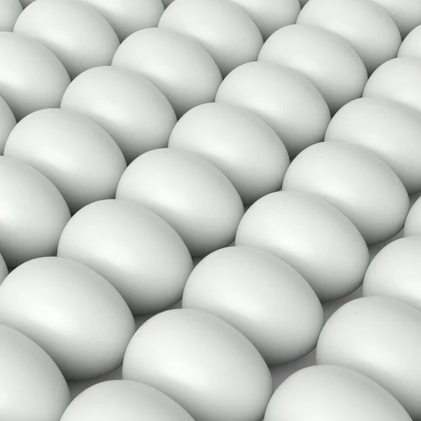 Muitos Fazenda Orgânica Cru Ovos Galinha Branca Fundo Renderização Conceito — Fotografia de Stock
