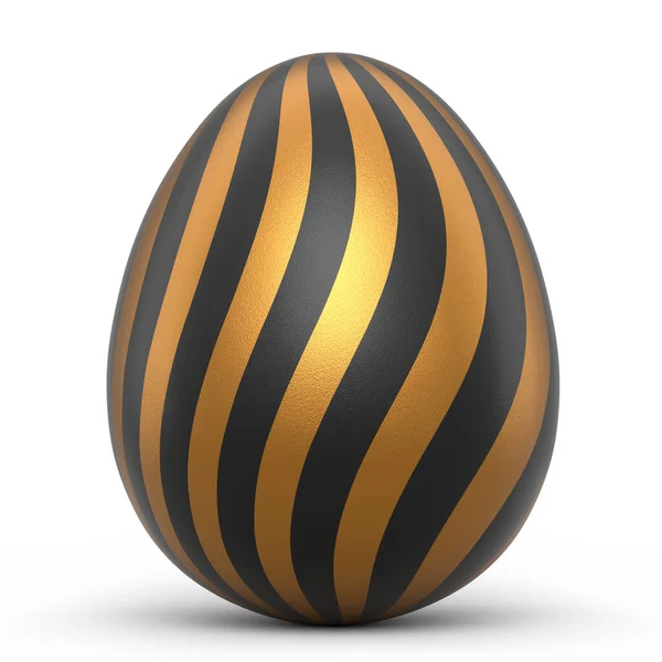 Golden and black Easter egg isolated on white background. 3d render of Happy easter elegant design layout for invitation, card, menu, flyer, banner, poster, voucher