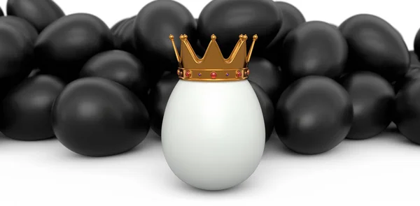 Çiftlik Siyah Tavuk Yumurtaları Beyaz Arka Planda Kraliyet Tacıyla Eşsiz — Stok fotoğraf