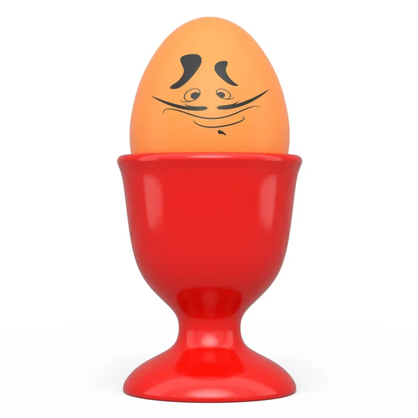 Ферма Коричневый Окрашены Яйцо Выражениями Лица Смешное Лицо Керамической Чашке — стоковое фото