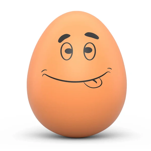 白を基調にした表情と面白い顔が特徴的な ファームブラウンの卵 感情を持つグリーティングと招待状のためのイースターエッグテンプレートデザインの3Dレンダリング — ストック写真