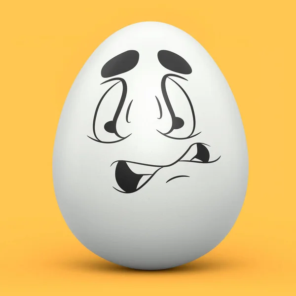 Αγρόκτημα Λευκό Βαμμένο Αυγό Εκφράσεις Και Αστείο Πρόσωπο Απομονώνονται Κίτρινο — Φωτογραφία Αρχείου