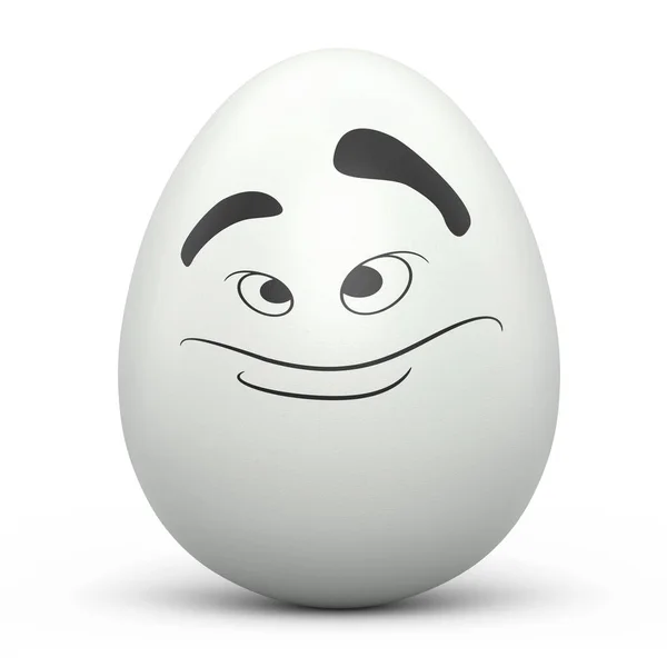 Αγρόκτημα Λευκό Βαμμένο Αυγό Εκφράσεις Και Αστείο Πρόσωπο Απομονώνονται Λευκό — Φωτογραφία Αρχείου