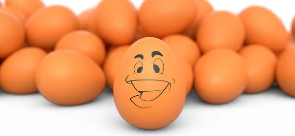 Kahverengi Renkte Yumurta Ifadeler Kahvaltı Için Komik Bir Yüz Beyaz — Stok fotoğraf