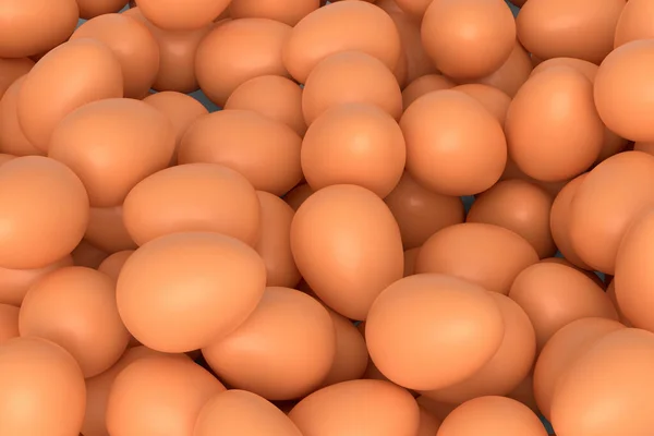 Muchos Granja Cruda Orgánica Huevos Pollo Marrón Fondo Renderizado Concepto —  Fotos de Stock