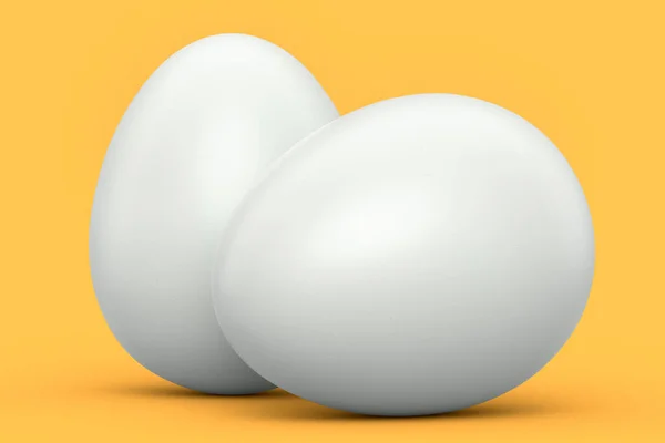 Farm Raw Organic White Sugar Coated Eggs Isolated Yellow Background — Stock Photo, Image