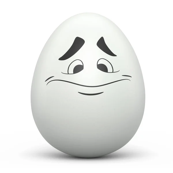 Αγρόκτημα Λευκό Βαμμένο Αυγό Εκφράσεις Και Αστείο Πρόσωπο Απομονώνονται Λευκό — Φωτογραφία Αρχείου